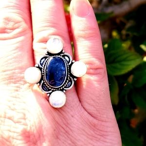 New Kyanite & Rainbow Moonstone Silver Ring.